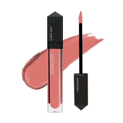 Love Earth Liquid Mousse Lipstick - Pink Lady Matte Finish | Lightweight, Non-Sticky, Non-Drying,Transferproof, Waterproof | Lasts Up to 12 hours with Vitamin E and Jojoba Oil - 6ml