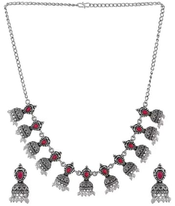 Sunhari Jewels - Silver Alloy Necklace Set ( Pack of 1 ) - Silver