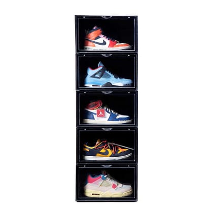 Stack'Em Sneaker Crates | Shoe Crates (Side Drop)-BLACK / PACK OF 10