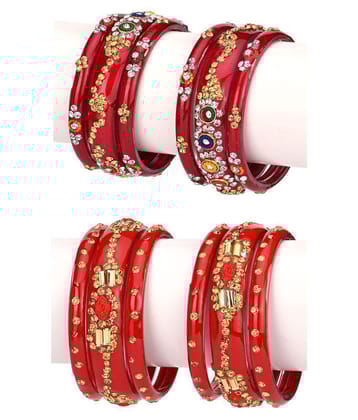 Somil Designer And Attractive Wedding Fancy Glass Bangle Set For Party, Marriage, Function And Daily Use - None