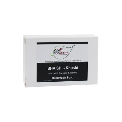Artnweavess SHA SHI Activated Coconut Charcoal KHUSHI Handmade Soap NT, 100 gm - Pack of 2
