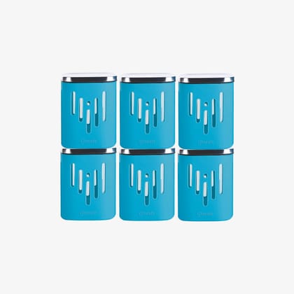 Glasafe-Store 'O' Grip Borosilicate Glass Container with Silicone Sleeve 900ml - Set of 6-Tranquil Teal