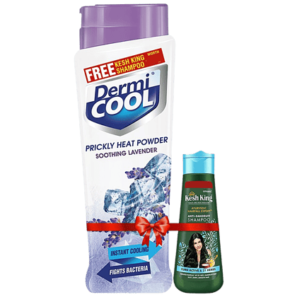 Dermi Cool Prickly Heat Powder Soothing Lavender, 150G (Get Kesh King Shampoo Free)(Savers Retail)