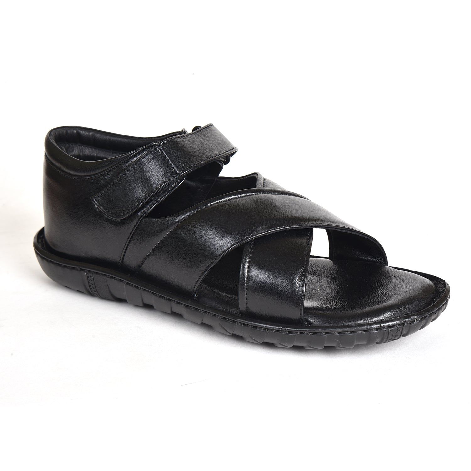 Men's Pure Leather Black Sandals-8