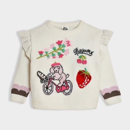 Bonjour Cream Knitted Sweater-9-12 M / White