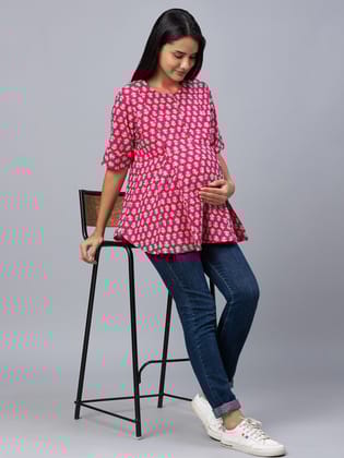 Floral Printed Pure Cotton Maternity Top
