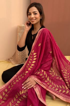 Magenta Silk Dupatta