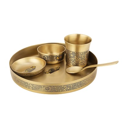 Bronze Etching Baby Thali Set-5 Pcs Perfect for Gifting