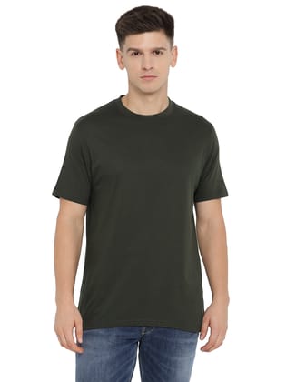 Supima Cotton Round Neck T-Shirt for Men - Dark Olive-S / Dark Olive