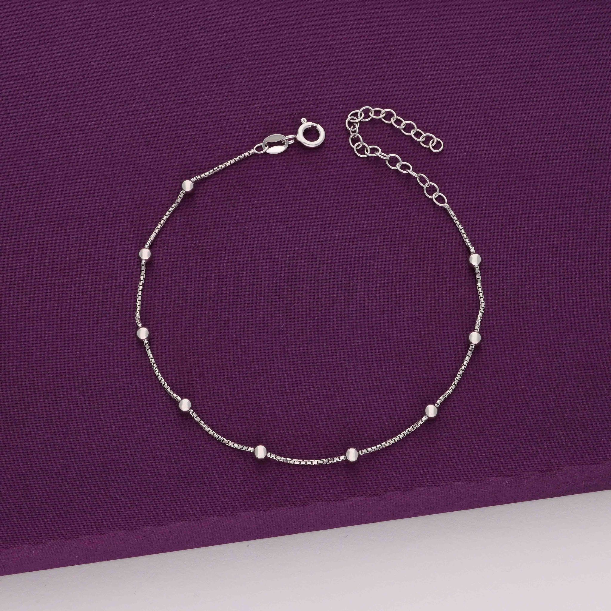 Argent Spheres Silver Anklet-None / Silver