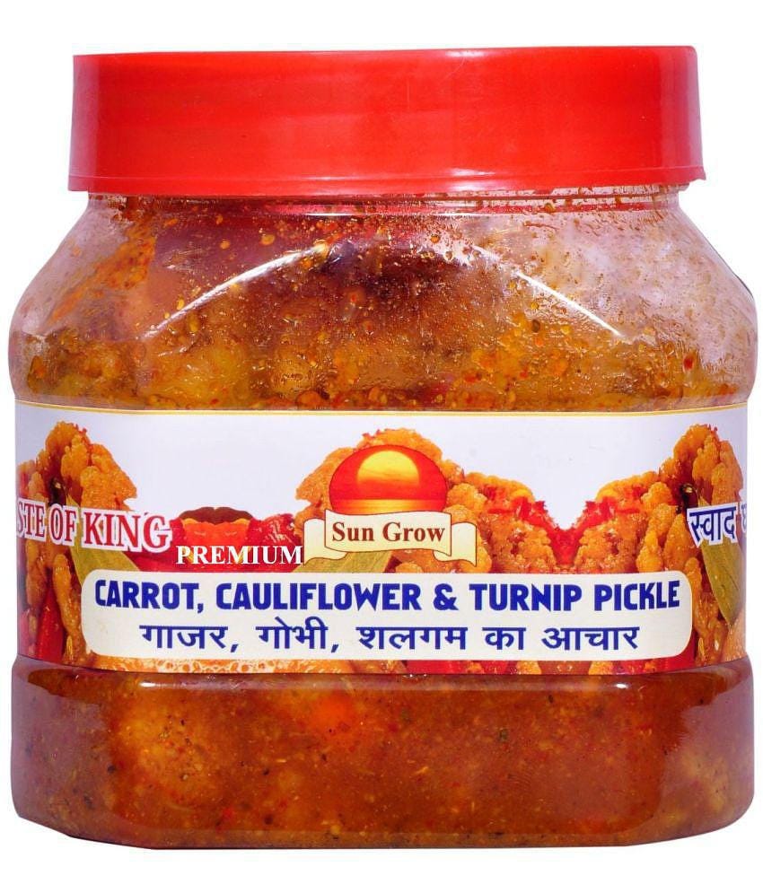 Sun Grow Gobhi Gajar Shalgam Premium Achar Punjabi Style - Cauliflower Carrot Turnip Sweet and Sour Pickle 500 g