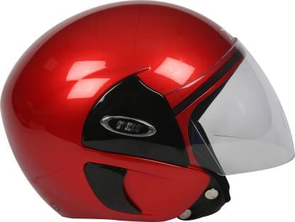 TVS Helmet Half Face Motorbike Helmet (Red-BL)