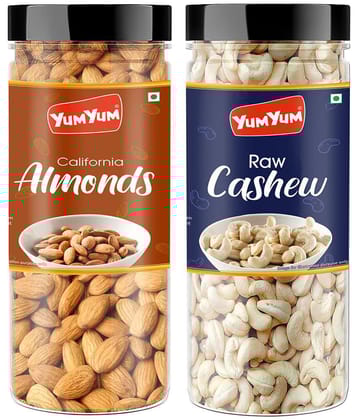 YUM YUM Premium California Almond (150g) and Cashew Nut (150g) 300g Dry Fruits Combo Pack- Almonds, Cashews  (2 x 150 g)