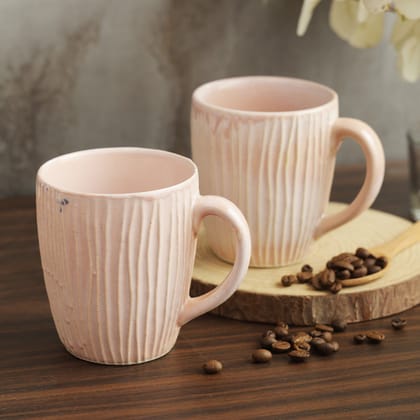Bhumija Earth Collection By Azure Ceramic Mugs to Gift to Best Friend Tea Coffee Milk Mugs/ Cups, 300 ml capacity- Pink-Set of 4