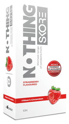 Skore Nothing Thinnest Condom for Men - Strawberry Flavoured - 10Pcs