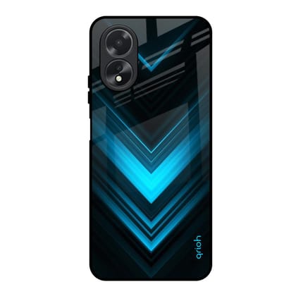 Vertical Blue Arrow Glass Case For Oppo A18