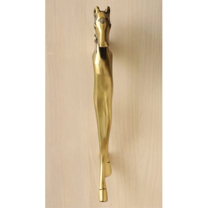 Indian Art Villa Brass-Finished Aluminum Door Handle With Horse Head Design Door Handle, Height - 38.10 cm-1
