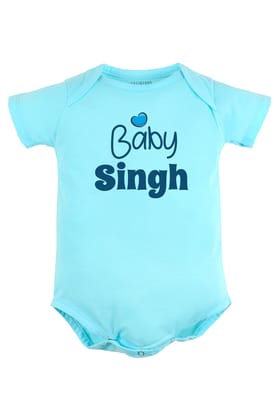 Baby (Blue) Custom Surname Baby Romper | Onesies-Baby Romper / 0-3 Months / Lightblue