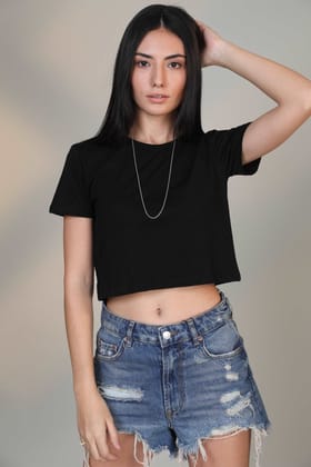 Crop Top- Black-XS