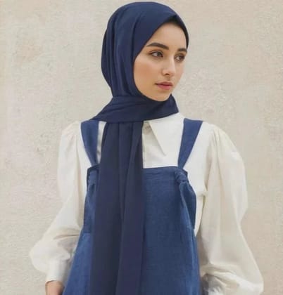 Premium Chiffon Hijab - Navy Blue-Navy Blue
