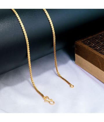 Fashion Frill Stylish Thin Light Weighted Gold Plated Gold Neck Chain For Men Boys  28 Inches - None