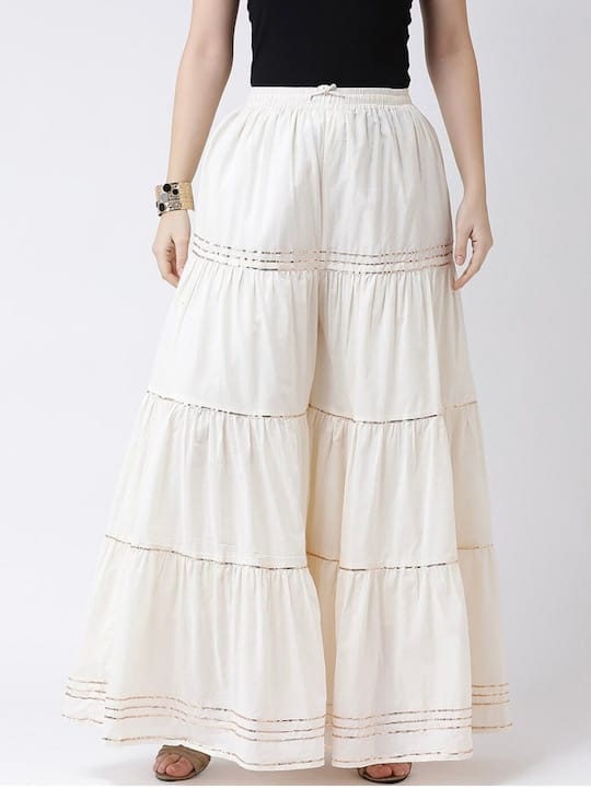 Women Cotton Flared Palazzos
