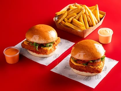 2 Cottage Cheese burger + Cheese fries + Hot Sauce