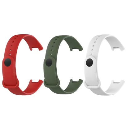 Valente Soft Silicon Band Strap Compatible for Redmi Band Pro (Pack of 3)-White Green Red