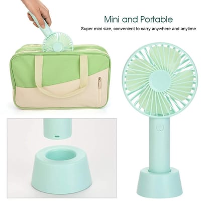 Mini Portable USB Fan Handy Built-in Rechargeable Battery Operated Table Fan -Handy Base For Home Office Indoor Outdoor Travel (Multicolour)  by Ruhi Fashion India