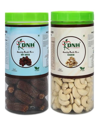DRY FRUITS COMBO 500 GRAMS PACK 250 X 2 PC    DATES | CASHEW        - Aids Digestion, Good for Skin