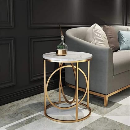 Metallic Ring Table with Marble top