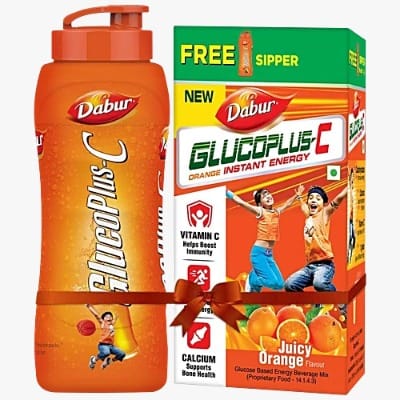 Dabur Glucoplus-C Instant Glucose - Juicy Orange Flavour, 1 kg (Get Sipper Free)
