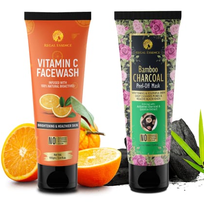 Regal Essence Face Wash & Bamboo Charcoal Peel Off Mask Combo (200 ML)