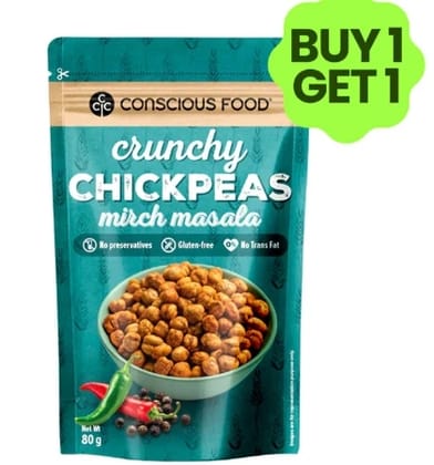 Conscious Food Crunchy Chickpeas 80g - Organic, High-Protein, Healthy Snack