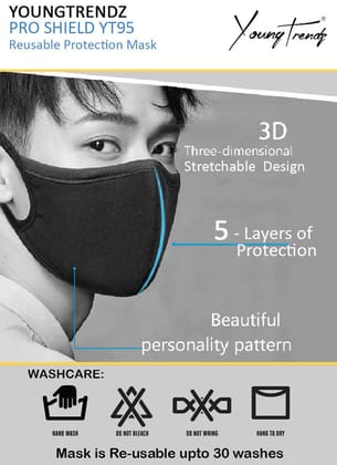 Young trendz Anti-Pollution -Virus Saftey -Bike Rider -Cotton Mask (Pack of 5)  (Black, Free Size, Pack of 5)-Free Size / Black