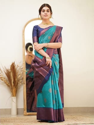 Ethnic Motif Woven Design Zari Banarasi Saree