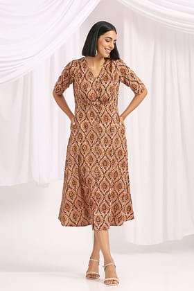 Okhai 'Raftan' Hand Block Printed Kalamkari Dress-XS