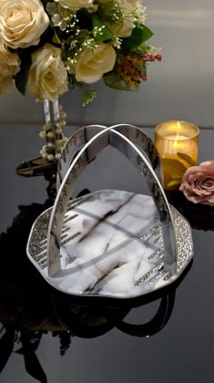 Crystal Droplets Grey: Criss Cross Platter