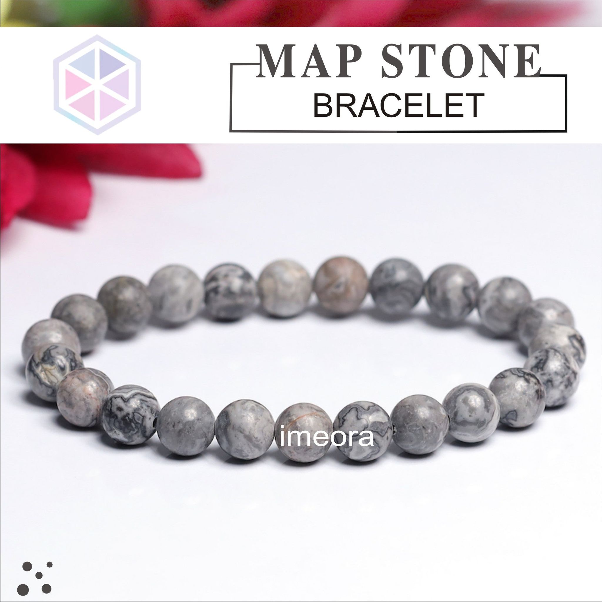 Certified Map Stone 8mm Natural Stone Bracelet
