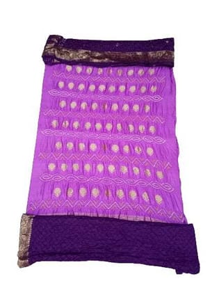 Light Dark Purple Color Pure Silk Bandhani Dress Material  by KalaSanskruti Retail Private Limited