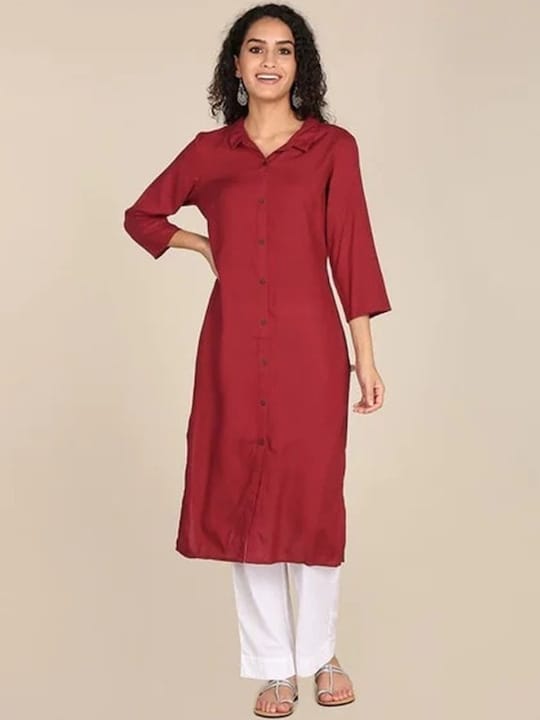 Shirt Collar Handloom Straight Kurta