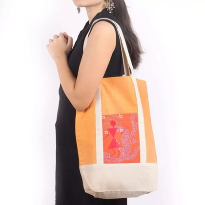 Tisser Warli Hand Painted  Tote Bag