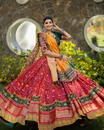 Red Navratri Printed Choli