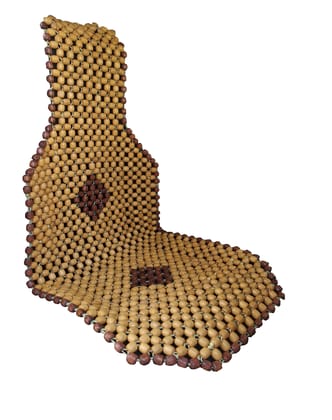 Q1 Beads LBeige Wooden beads car seat cover suitable for Chair & all the Car seat with detachable headrest (1 Pack)-Large