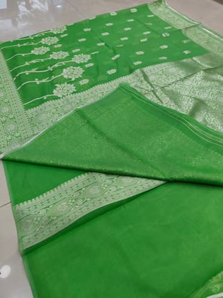 Mercerized cotton sarees-Pista Green 167