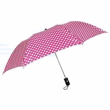 Fendo Delma 2 FOLD AUTO Open 24.5 Inch Sun And RainProof Regural Umbrella For Men And Women(pink dots/Silver)
