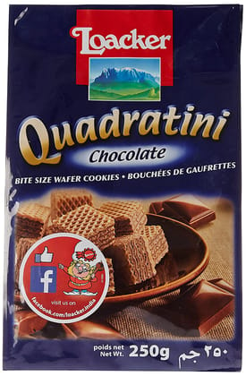 Loacker Quadratini Chocolate Wafer Cookies, 250 gm