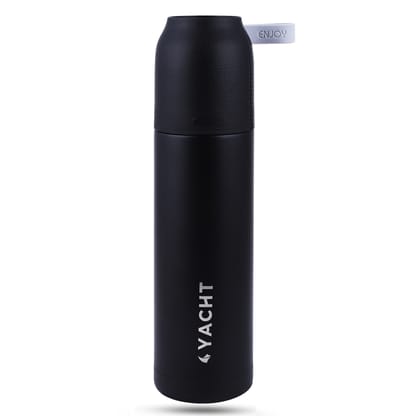 Yacht Vacuum Insulated Hot & Cold Double-Wall Thermosteel Bottle, Enjoy, Black, 500 ml Flask