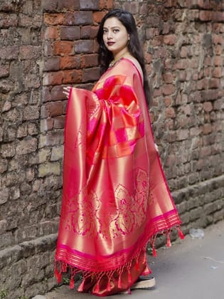Ethnic Motifs Woven Design Zari Banarasi Saree