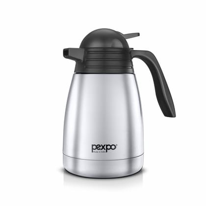 Pexpo Stainless Steel Vacuum Insulated Carafe, Tea/Coffee Pot, 600 ml, Silver, Cosmo | Leak-Proof & Keeps Drinks Hot/Cold for 24 Hours